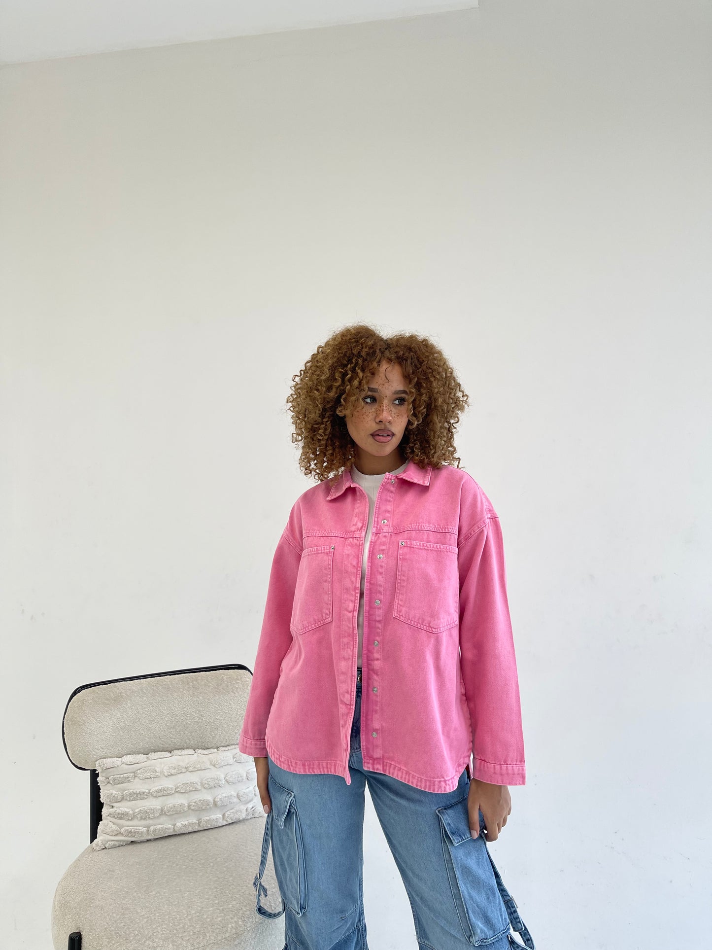 Vivid Denim Jacket in Hot Pink.