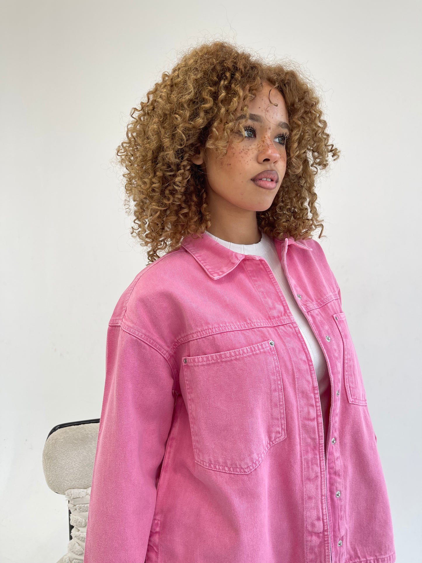 Vivid Denim Jacket in Hot Pink.