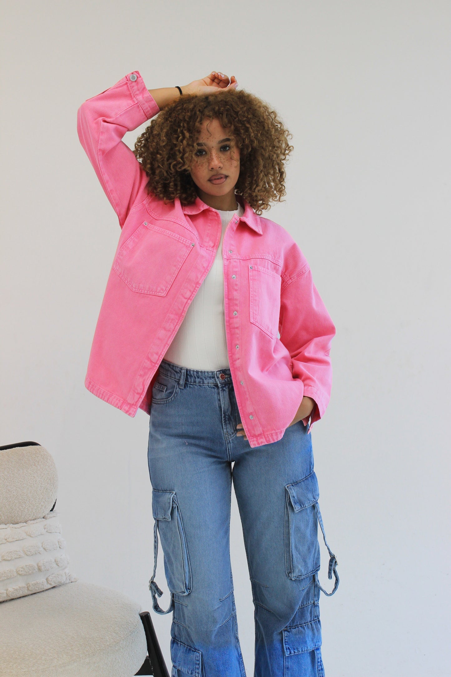 Vivid Denim Jacket in Hot Pink.