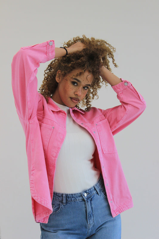 Vivid Denim Jacket in Hot Pink.